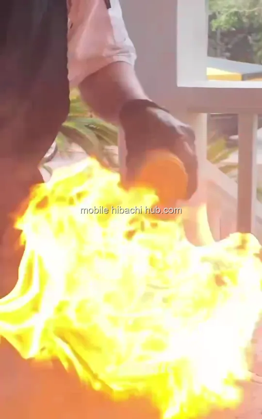 Live hibachi fire show at an event